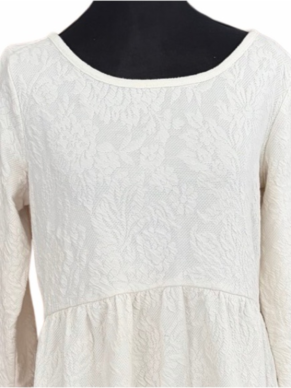 A Pea In The Pod ivory jacquard Empire-waist peplum top size Small. - Picture 4 of 8
